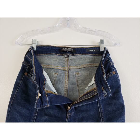 (Ju) Judy Blue Jeans Womens Juniors 5/27 Skinny Stretch Cottagecore Whiskered - Picture 7 of 8